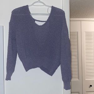 Blue - Sweater with Open Back - XS